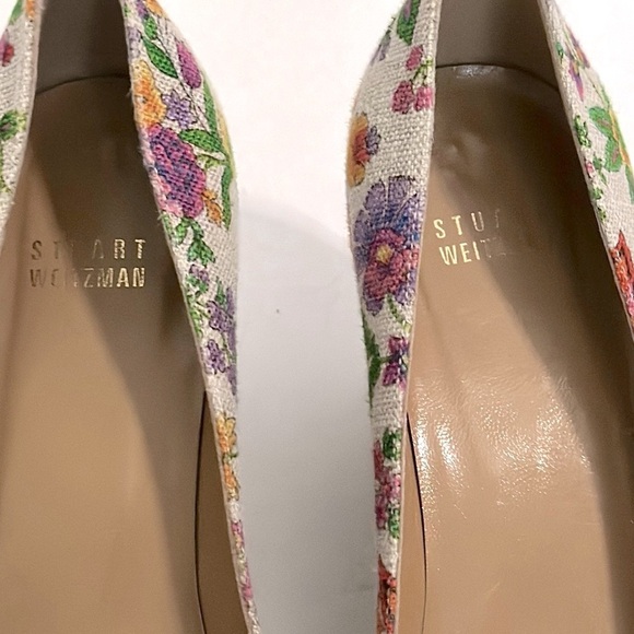 STUART WEITZMAN Floral Wedge Espadrille Peep-Toe Shoes 8.5 - Picture 6 of 12